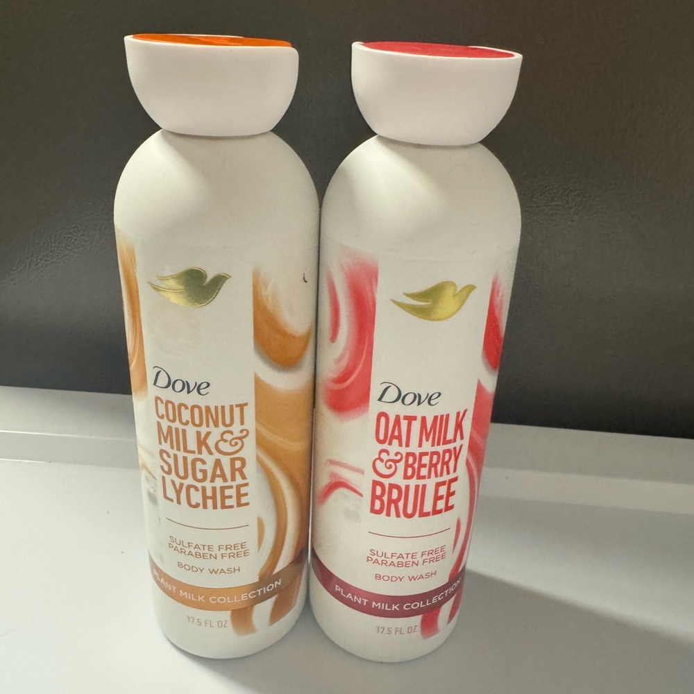 Dove Plant Milk Based Body‎ Wash Bundle Of 2 Full Size 17.5 Oz Bottles